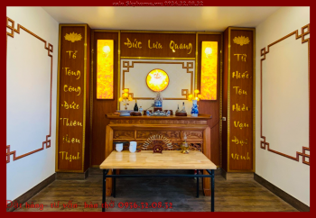 Bàn thờ án gian bằng gỗ gõ đỏ ekop chân 12, vén cong